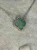 925 Sterling Silver Turquoise Clover Necklace, Single Malachite Pendant Necklace for Women, Dainty Blue Gemstone Minimalist Jewelry Gift