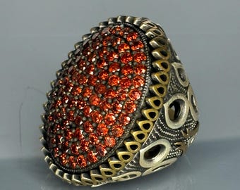 Turkish Handmade Jewelry 925 Sterling Silver Ruby Stone Mens Rings