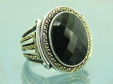 Turkish Handmade Jewelry 925 Sterling Silver Onyx Stone Mens Rings