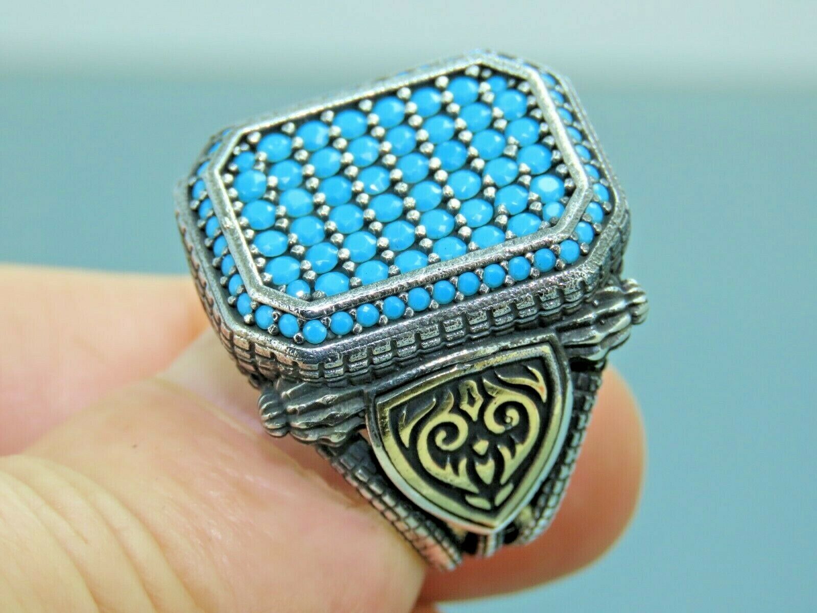 Turkish Handmade Jewelry 925 Sterling fashion Silver Turquoise Stone Men Ring Sz 11