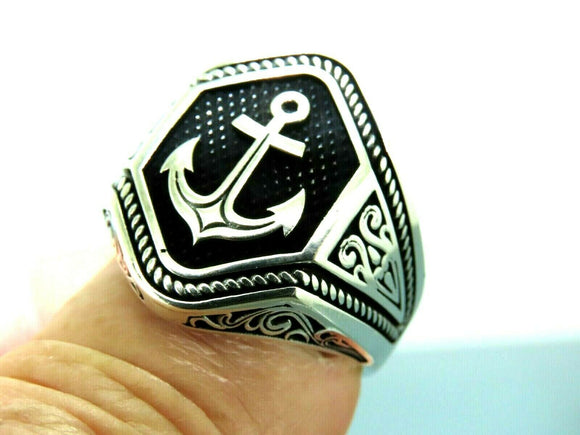 Green Square Aqeeq Silver Men's Ring | Boutique Ottoman Exclusive