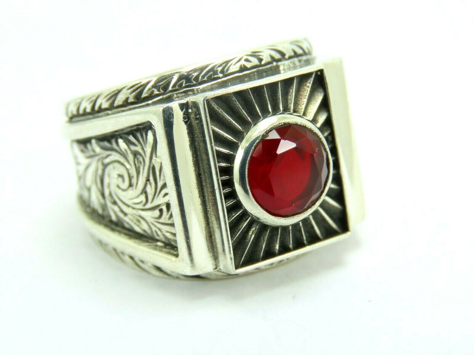 Turkish handmade 925 Sterling silver jewelry Ruby Gemstones good Set. Us size 6