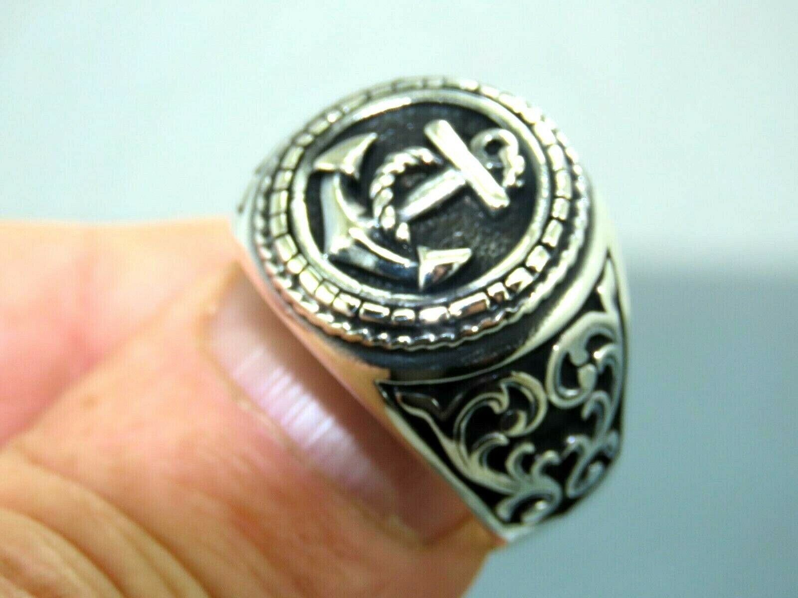 Turkish Handmade Jewelry 925 Sterling Silver Anchor Design Men on sale Ring Sz 11