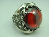 Turkish Handmade Jewelry 925 Sterling Silver Ruby Stone Mens Rings