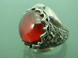 Turkish Handmade Jewelry 925 Sterling Silver Ruby Stone Mens Rings