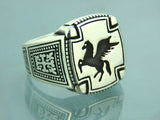 Turkish Handmade Jewelry 925 Sterling Silver Horse With Wings Mens Rings