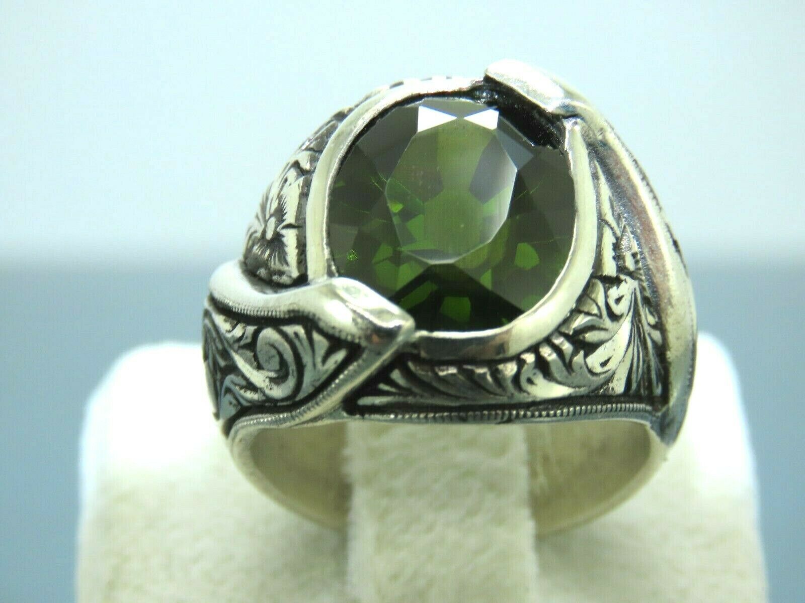 Offers Turkish Handmade Jewelry 925 Sterling Silver Peridot Stone Men's Ring Sz 10