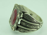 Turkish Handmade Jewelry 925 Sterling Silver Ruby Stone Mens Rings