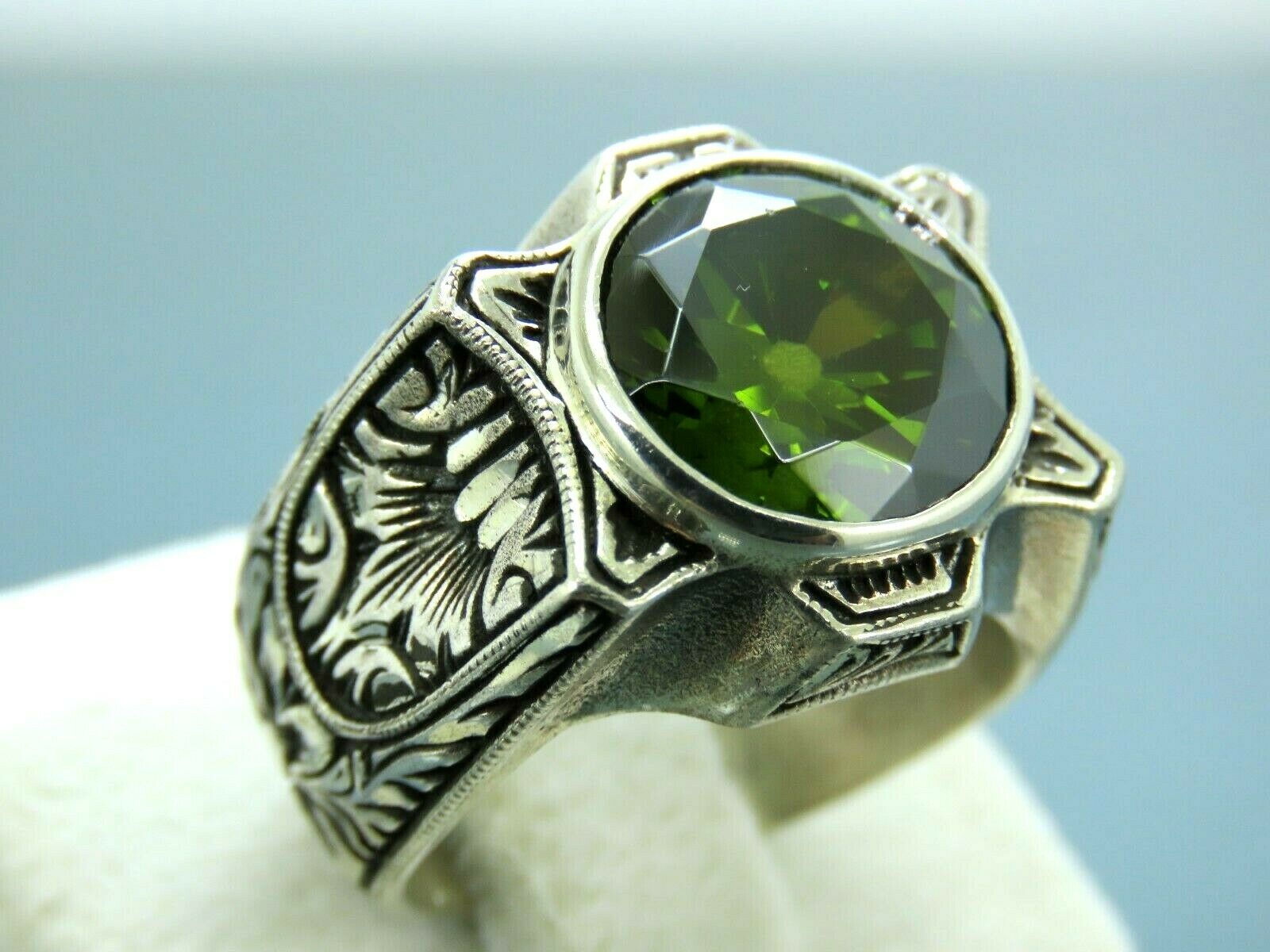 Peridot Rings Real Sterling Original Silver 925 Ring For Women and Men  Unisex Handmade Vintage Luxury Brand Fine Jewelry