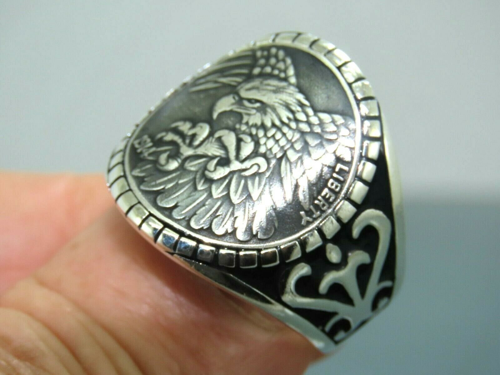 Turkish Handmade Jewelry 925 Sterling Silver Eagle Design Men 2024 Ring Sz 11