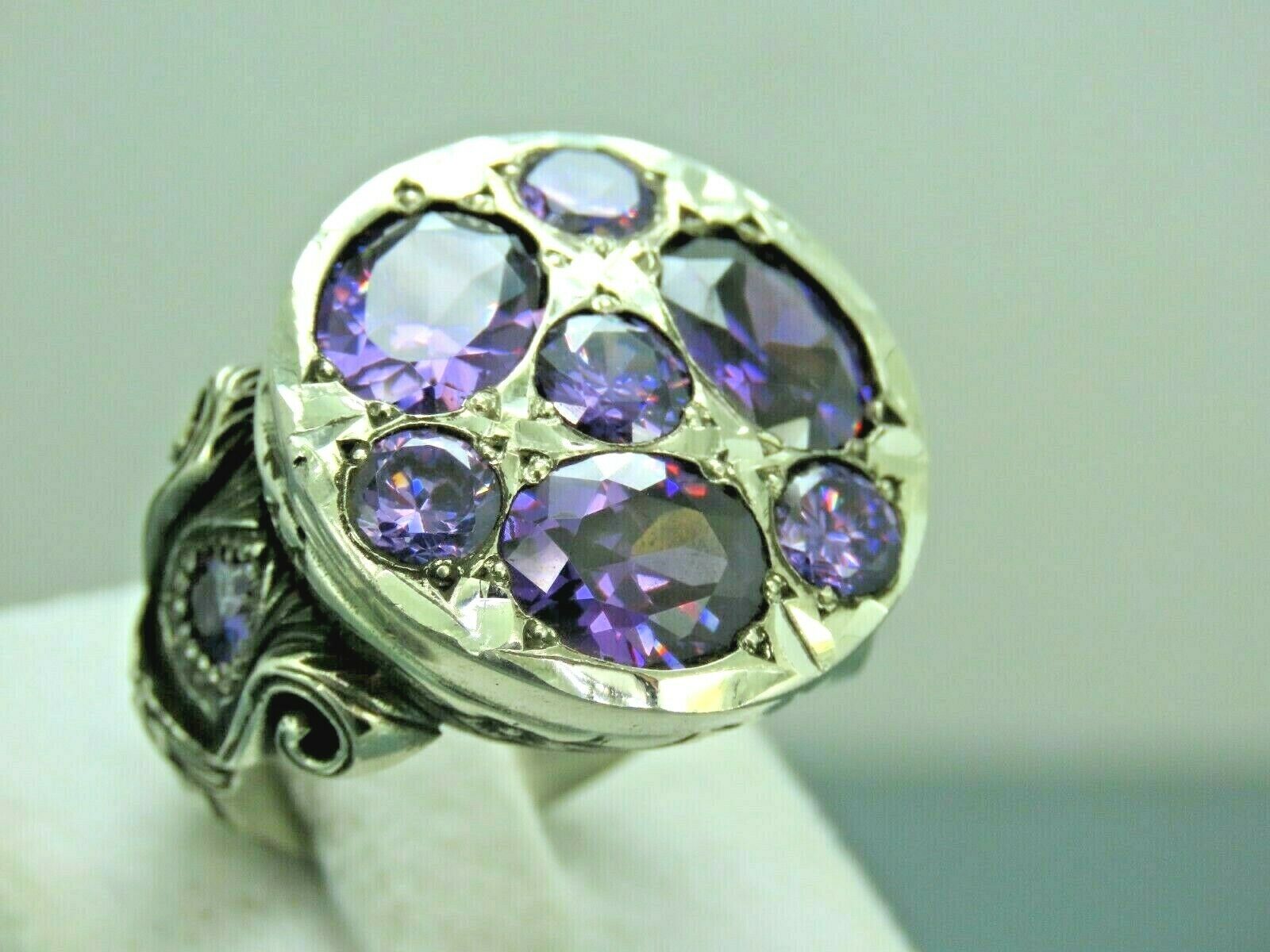 Turkish Handmade Jewelry 925 Sterling Silver Amethyst Stone Women orders Ring Sz 8